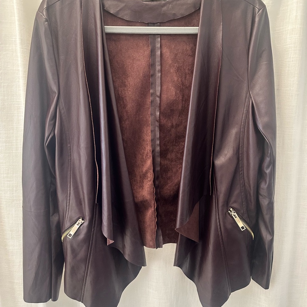 Neiman Marcus Deep Brown Faux Leather Jacket
